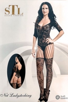 Catsuit in rete ricamata con maniche. Catsuit in rete ricamata con maniche.