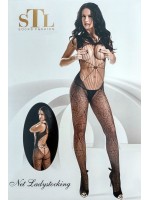 Catsuit motivo ragnatele aperta su busto e schiena. Catsuit motivo ragnatele aperta su busto e schiena.