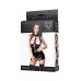 Trisha - Mini abito nero lucido senza coppe con catene. Trisha - Mini abito nero lucido senza coppe con catene.