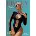Body nero a maniche lunghe con inserti a rete. Body nero a maniche lunghe con inserti a rete.