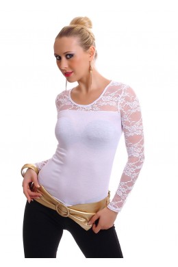 Shirt con maniche in pizzo.