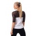 Maglia maniche 3/4 con pizzo. Bianco/nero Maglia maniche 3/4 con pizzo. Bianco/nero