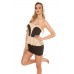 Mini abito con volants. Beige/nero. Mini abito con volants. Beige/nero.