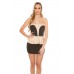 Mini abito con volants. Beige/nero. Mini abito con volants. Beige/nero.