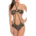 Monokini leopardato con catene ornamentali. Monokini leopardato con catene ornamentali.