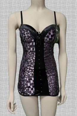 Chemise fantasia mosaico. Nero-viola Chemise fantasia mosaico. Nero-viola