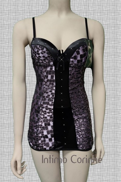 Chemise fantasia mosaico. Nero-viola Chemise fantasia mosaico. Nero-viola