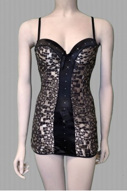 Chemise fantasia mosaico. Nero-argento Chemise fantasia mosaico. Nero-argento