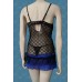 Chemise in tulle ricamato con borchie e volants. Nero-blu Chemise in tulle ricamato con borchie e volants. Nero-blu