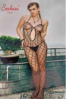 Bodystocking a rete aperta al cavallo con perizoma.