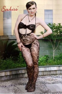 Bodystocking motivo floreale incluso perizoma nero. Bodystocking motivo floreale incluso perizoma nero.