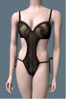 Body in tulle con fili in lurex. Verde-nero. Body in tulle con fili in lurex. Verde-nero.