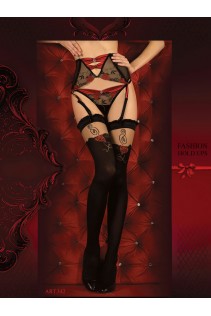 Ballerina: calze autoreggenti con disegno rosa. Art. 342 Ballerina: calze autoreggenti con disegno rosa. Art. 342