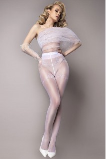 Collant bianco velato con ricami e lurex. Art. 580 Collant bianco velato con ricami e lurex. Art. 580