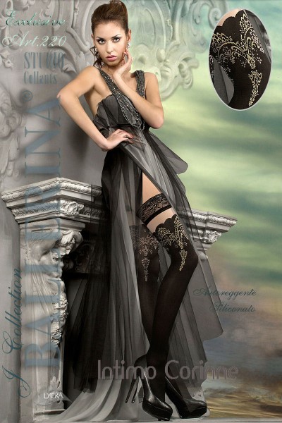 Calze autoreggenti nere/beige art. 220