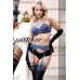 Calze nere da reggicalze con ricami e riga blu. Art. BS152 Calze nere da reggicalze con ricami e riga blu. Art. BS152