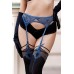 Calze nere da reggicalze con ricami e riga blu. Art. BS152 Calze nere da reggicalze con ricami e riga blu. Art. BS152