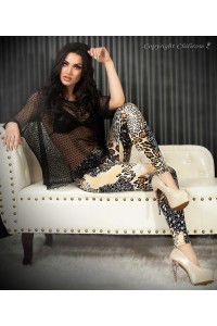 Leggings fantasia animalier beige/nero. Leggings fantasia animalier beige/nero.