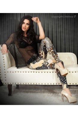 Leggings fantasia animalier beige/nero.