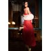 CHILIROSE: abito in chiffon con inserti in pizzo. Rosso CHILIROSE: abito in chiffon con inserti in pizzo. Rosso