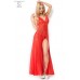 CHILIROSE: abito in chiffon con inserti in pizzo. Rosso CHILIROSE: abito in chiffon con inserti in pizzo. Rosso
