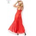 CHILIROSE: abito in chiffon con inserti in pizzo. Rosso CHILIROSE: abito in chiffon con inserti in pizzo. Rosso
