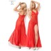 CHILIROSE: abito in chiffon con inserti in pizzo. Rosso CHILIROSE: abito in chiffon con inserti in pizzo. Rosso