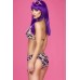Bikini nero con disegno floreale. Bikini nero con disegno floreale.
