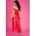 CHILIROSE: vestaglia lunga in chiffon e pizzo. Rosso CHILIROSE: vestaglia lunga in chiffon e pizzo. Rosso
