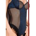 CHILIROSE: body maculato con inserti a rete. Nero/blu. CHILIROSE: body maculato con inserti a rete. Nero/blu.