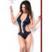 Body maculato con anelli. Blu. Body maculato con anelli. Blu.