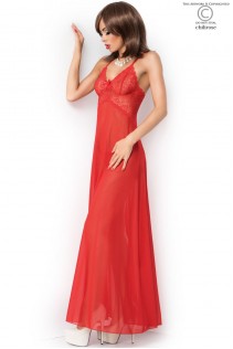 Abito in microrete con inserti in pizzo. Rosso Abito in microrete con inserti in pizzo. Rosso