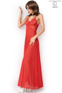 Abito in microrete con inserti in pizzo. Rosso Abito in microrete con inserti in pizzo. Rosso