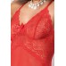Abito in microrete con inserti in pizzo. Rosso Abito in microrete con inserti in pizzo. Rosso