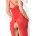 Abito in microrete con inserti in pizzo. Rosso Abito in microrete con inserti in pizzo. Rosso