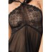 CHILIROSE: chemise in microrete e pizzo. Nero CHILIROSE: chemise in microrete e pizzo. Nero