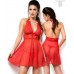 Babydoll in microrete e pizzo ricamato con tanga. Babydoll in microrete e pizzo ricamato con tanga.