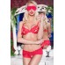 Completino intimo in pizzo con aperture + benda. Rosso Completino intimo in pizzo con aperture + benda. Rosso