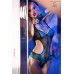 Body in tulle e pizzo + guanti. Nero/blu Body in tulle e pizzo + guanti. Nero/blu