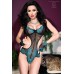 Body in tulle e pizzo + guanti. Nero/blu Body in tulle e pizzo + guanti. Nero/blu