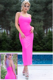 Abito lungo fucsia con strass. Abito lungo fucsia con strass.