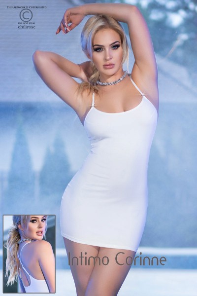 Mini abito bianco con strass. Mini abito bianco con strass.