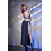 Abito lungo con ampi spacchi laterali ed inserto frontale in tulle. Abito lungo con ampi spacchi laterali ed inserto frontale in tulle.
