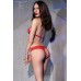 Body in microrete e pizzo con gioiello. Colore rosso Body in microrete e pizzo con gioiello. Colore rosso