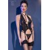 Guepiere set 3 pezzi con calze. Nero Guepiere set 3 pezzi con calze. Nero