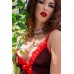Babydoll a pois con merletti in pizzo. Nero-rosso Babydoll a pois con merletti in pizzo. Nero-rosso