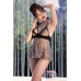 Babydoll leopardato con bordi in pizzo. Babydoll leopardato con bordi in pizzo.