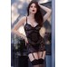 Chemise in pizzo e tulle con schiena scoperta e calze. Chemise in pizzo e tulle con schiena scoperta e calze.