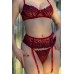Set intimo 4 pezzi rosso/nero con calze. Set intimo 4 pezzi rosso/nero con calze.