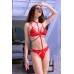 Intimo 2 pezzi in pizzo e tulle con collarino. Rosso Intimo 2 pezzi in pizzo e tulle con collarino. Rosso